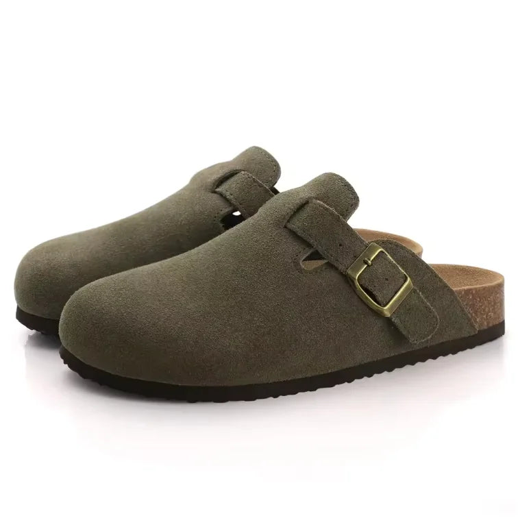 Mule Sabot en Daim Avec Semelle Anatomique en Liège